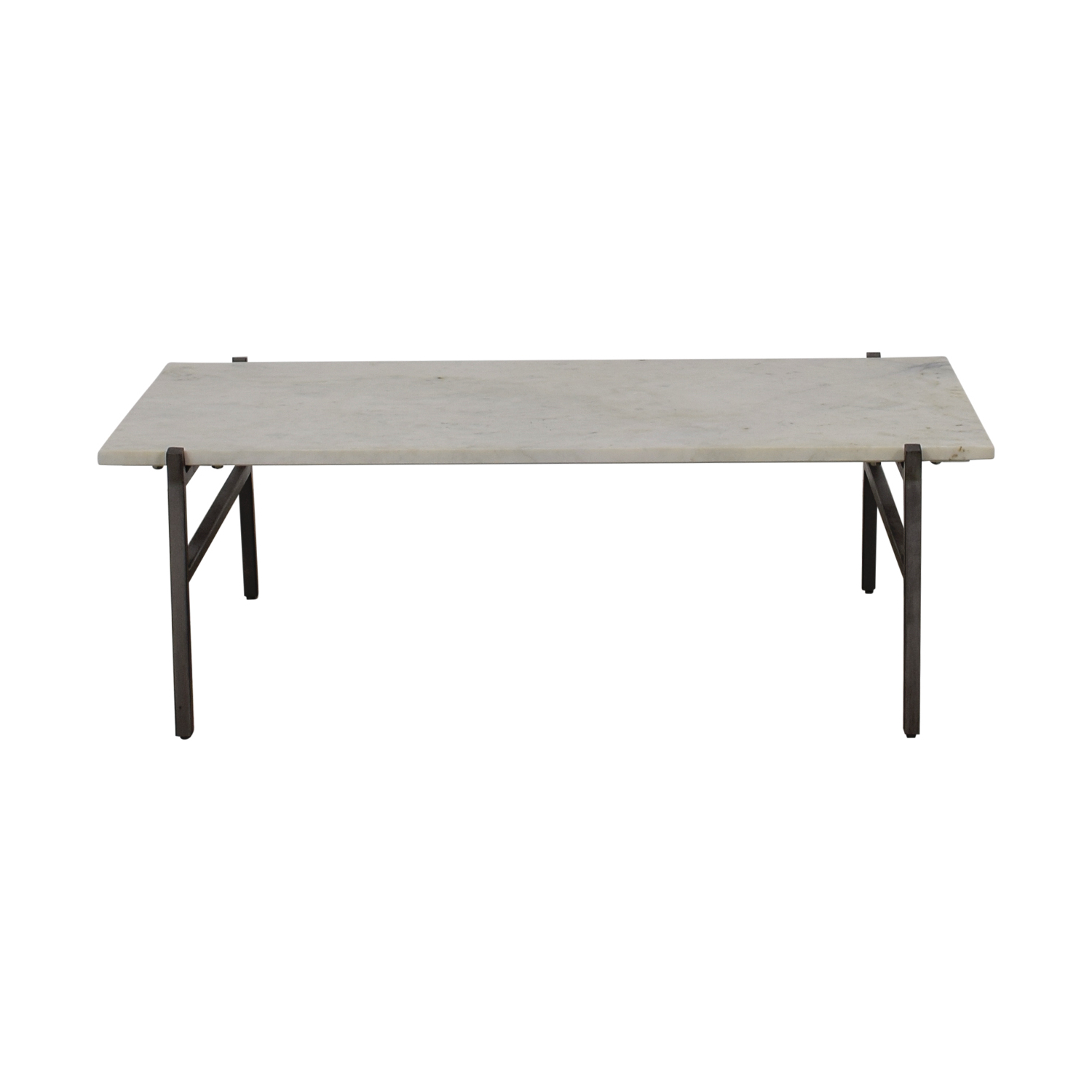 Slab Small Marble Coffee Tables With Antiqued Silver Base