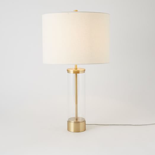 Acrylic Column Table Lamp - Antique Bra