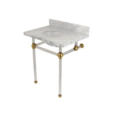 Kingston Brass Washstand 30 in. Console Table in Carrara Marble .