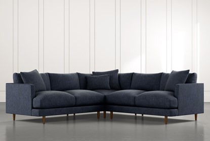 Adeline II Navy Blue 3 Piece Sectional | Living Spac