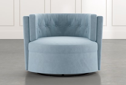 Aidan II Light Blue Swivel Accent Chair | Living Spac