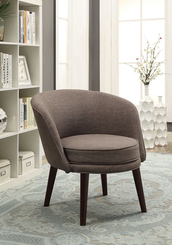 Acme 59740 Amari gray stone linen fabric barrel back accent chair .