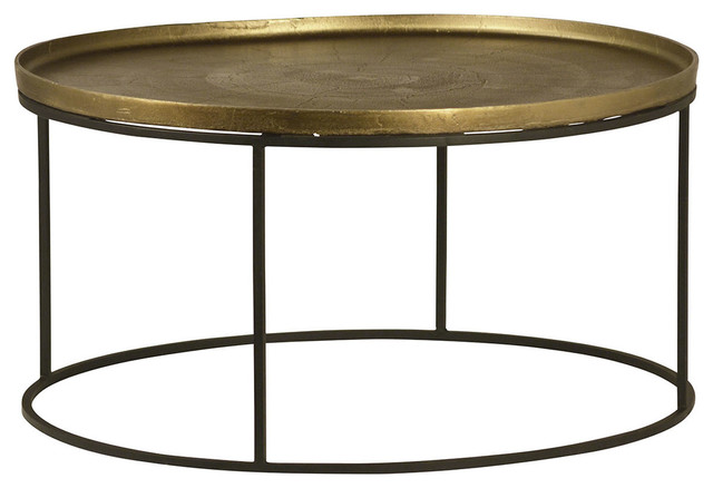 Brass Finish Round Coffee Table - Industrial - Coffee Tables - by .