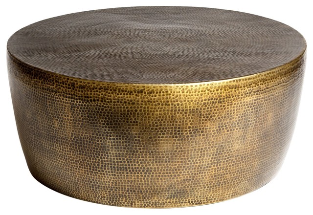 Izmir Hammered Cocktail Table, Antique Brass - Contemporary .