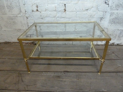 Antiques Atlas - Vintage Brass Coffee Table With Glass Shelv