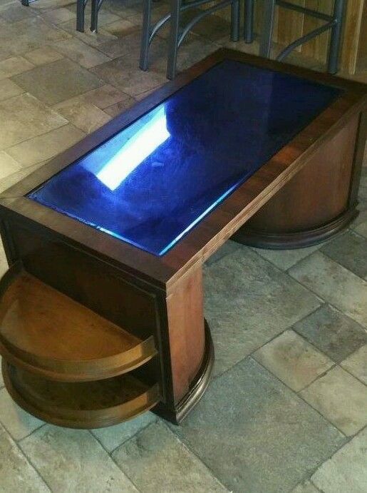 Art deco speakeasy bar cabinet coffee table. The top is cobalt .
