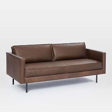 Axel 76" Sofa, Parc Leather, Cement | Leather sofa, Best leather .