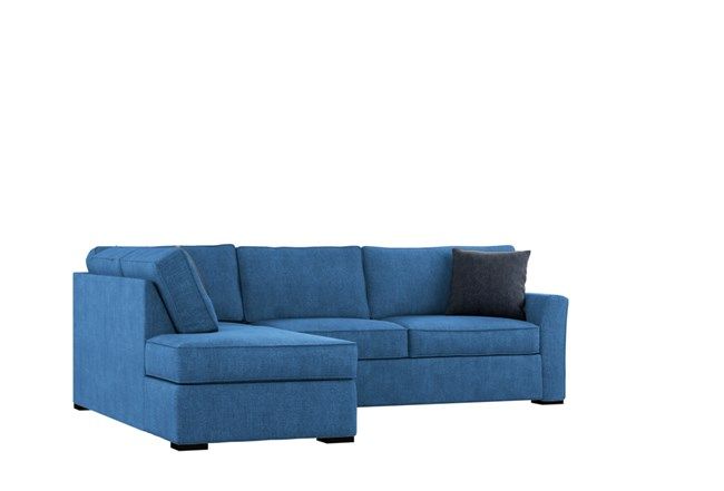 Aspen Navy Blue 2 Piece Sleeper Sectional Sofa with left facing .