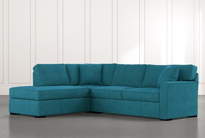 Aspen Teal 2 Piece Sleeper Sectional with Left Arm Facing Chaise .