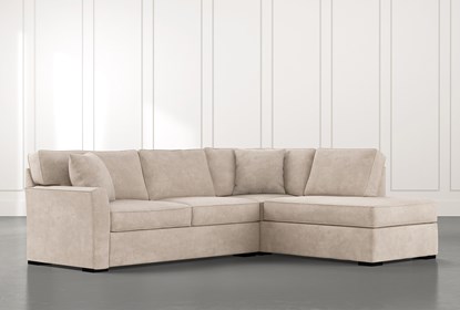 Aspen Beige 2 Piece Sleeper Sectional with Right Arm Facing Chaise .