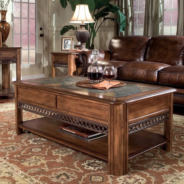 Shop Madison Rustic Warm Nutmeg Lift Top Coffee Table with Casters .