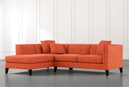 Avery II Orange 2 Piece Sectional with Left Arm Facing Armless .
