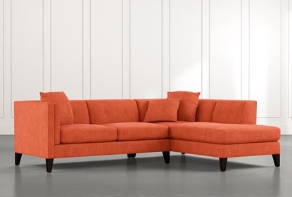 Avery II Orange 2 Piece Sectional with Right Arm Facing Armless .