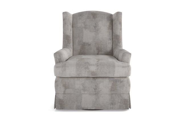 Bailey Linen Flare Arm Wing Skirted Swivel Glider - Natural - $595 .