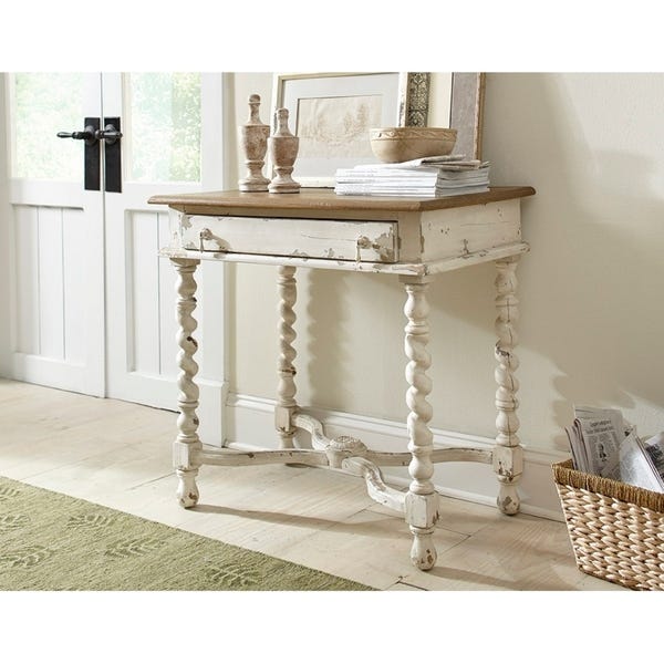 Shop Terrence Wood Side Table with Barley Twist Legs - Overstock .
