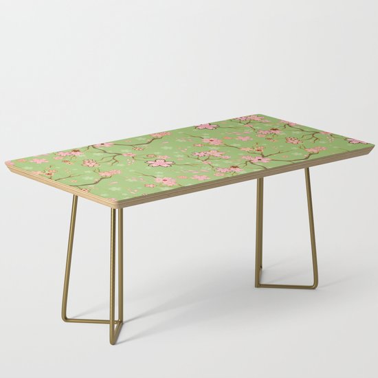 Green and Pink Sakura Batik Coffee Table by bloomejasmine | Societ
