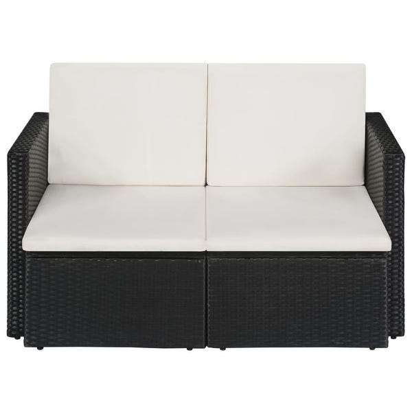 Shop vidaXL 2 Seater Garden Sofa with Cushions Black Poly Rattan .