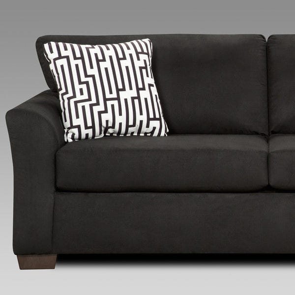 Shop Mazemic Black Microfiber 2-seater Sofa with Pillows .