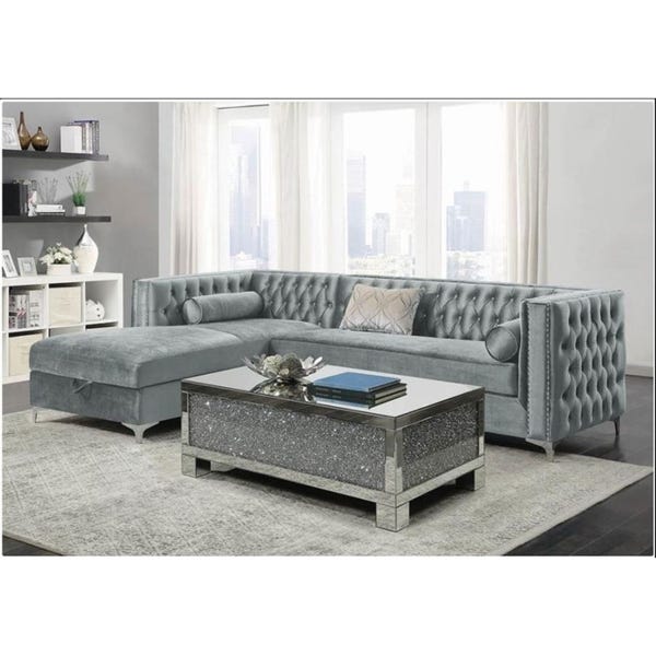 Shop Blaine Velvet Sectional Sofa with Storage Chaise - Overstock .