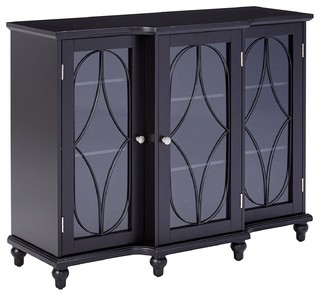 Wood Storage Sideboard Buffet Cabinet Console Table, Black Finish .