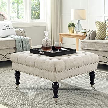Amazon.com: 24KF Large Square Upholstered Tufted Button Linen .