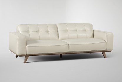 Caressa Leather Dove Grey Sofa | Living Spac