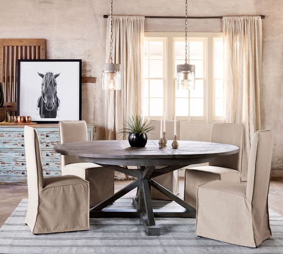 Perfect Pair: Hart Pedestal Extending Dining Table + Carissa Chair .
