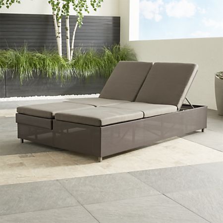 Dune Taupe Double Chaise Sofa Lounge with Sunbrella Cushions + .