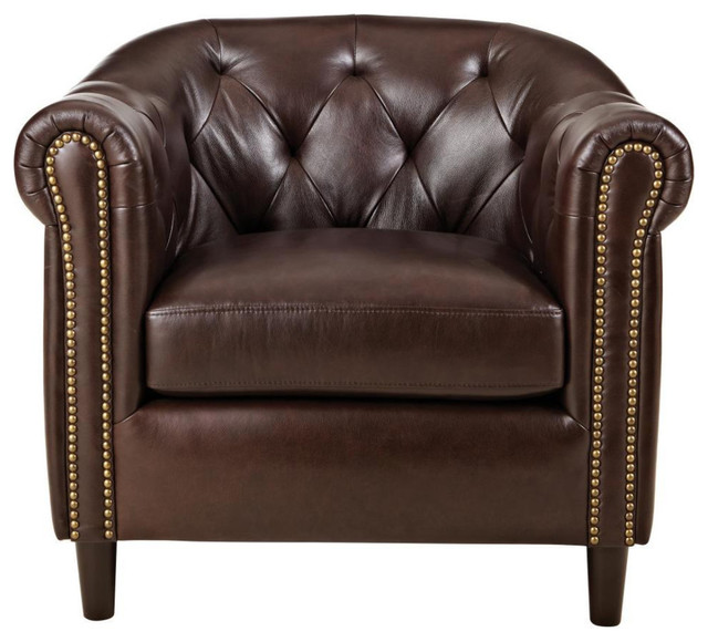 Chocolate Leather Club Chair - Transitional - Armchairs And Accent .