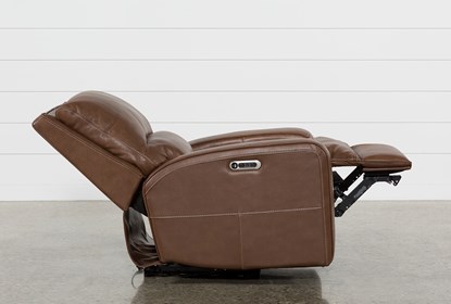 Clyde Saddle Leather Power Recliner W/Power Headrest And Usb .