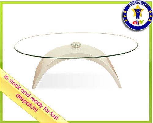 MODERN CONTEMPORARY RETRO DESIGNER CURVE COFFEE TABLE GLASS WHITE .