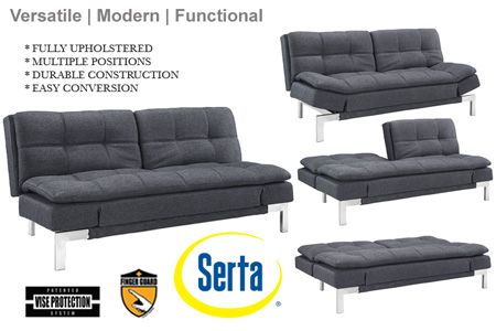 Simple Modern Futon Sofa Bed Grey | Boca Futon| The Futon Sh