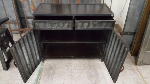 Industrial Corrugated Metal and Black Iron Sideboard – Antiquities .