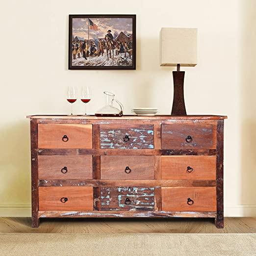 Amazon.com: Wooden Nine Drawer Chest for Living Room, Storage .