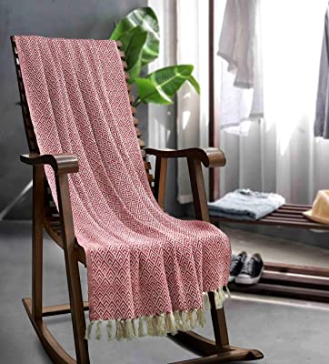 Amazon.com: CRAFKART Cotton Throw Blanket 65x50 - Red Beautifully .