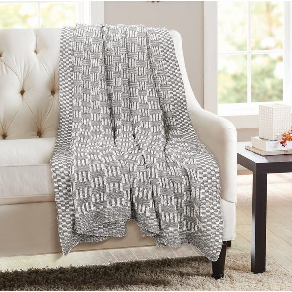 Shop Glamburg 100% Cotton Knitted Throw Blanket 50x60 for Couch .