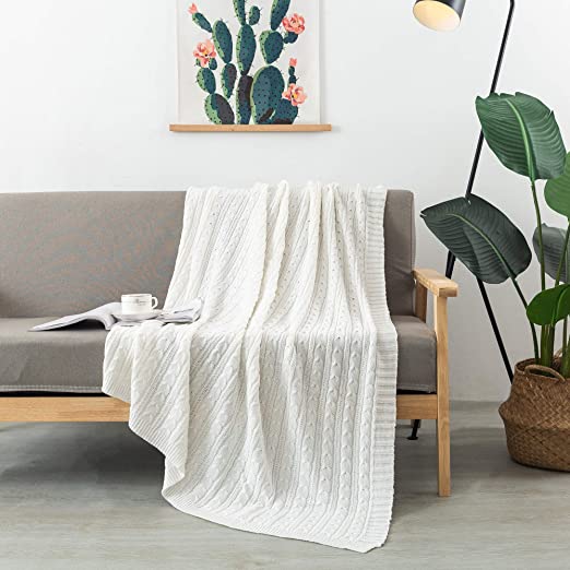 Amazon.com: FELIX ANGELA HOME 100% Cotton Knitted Throw, Soft .