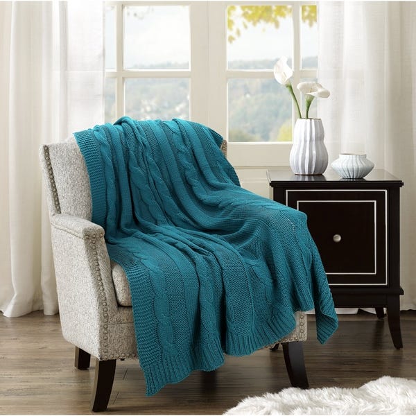Shop Glamburg All Season Cable Knit Throw Blanket 50x60 for Couch .