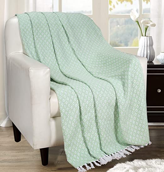Amazon.com: Throw Blanket with Fringes in Mini Diamond Design .