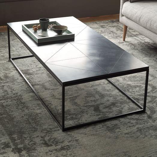 Etched Granite Coffee Table in Bla