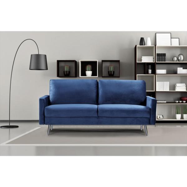 US Pride Furniture Dark Blue Ashley Velvet Fabric Sofa S5542-S .