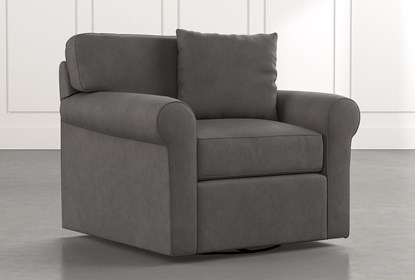 Elm II Dark Grey Swivel Arm Chair | Living Spac