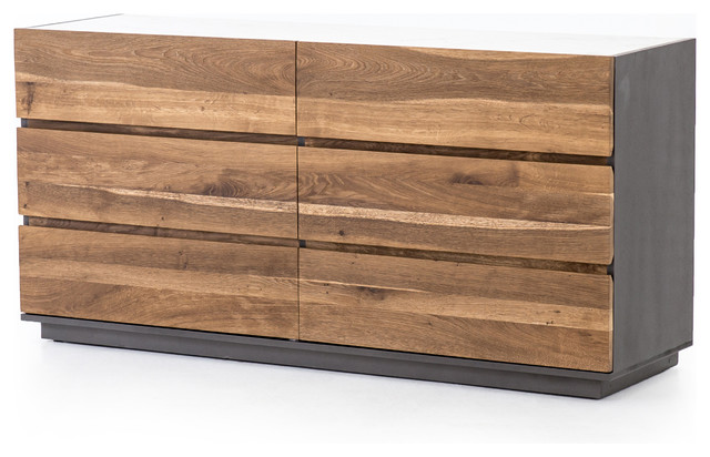 65" Secondo Large Dresser Oak Marble Engineered Hardwood Dark .