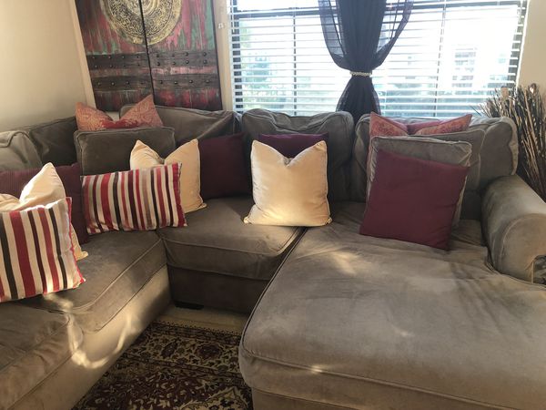 MOVING SALE!!! Living Spaces Delano Smoke Sectional Couch w .