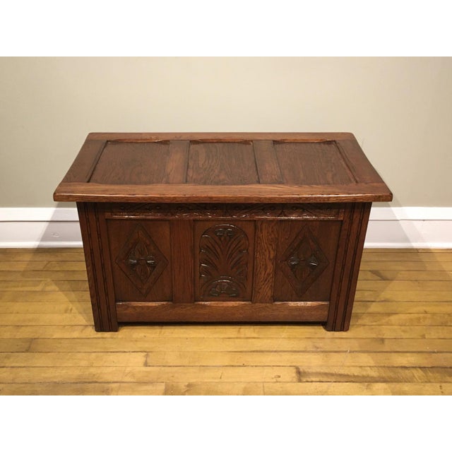 1960s Vintage Carved Oak Coffer | Chairi