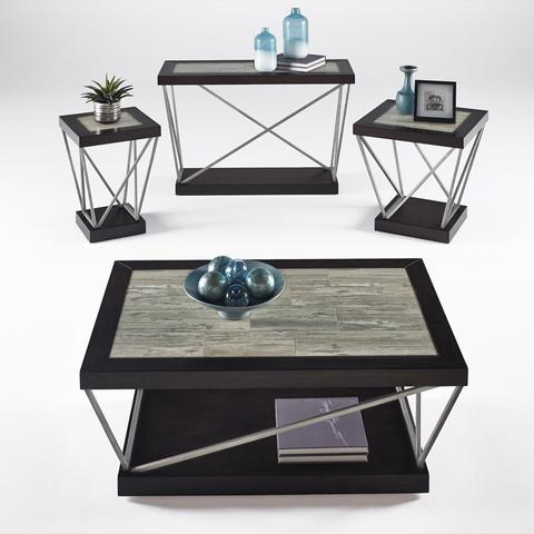 Progressive Furniture East Bay Sofa/Console Table in Woodtone Tile .