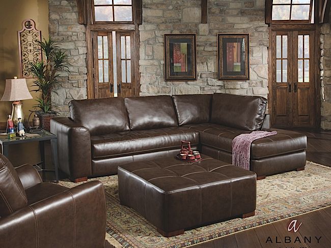 Capri Dark Brown Leather-Look 2-Piece Sectional: Rothman Furniture .