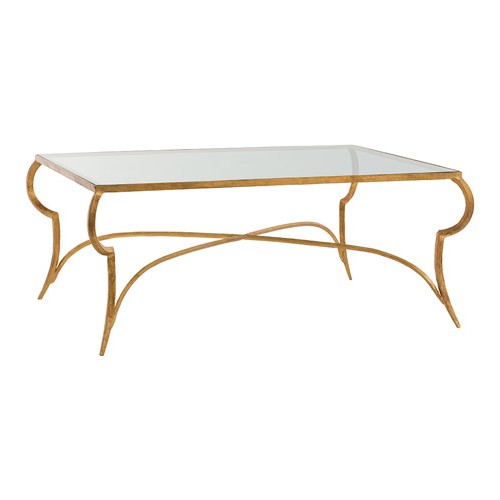 Arteriors 6181 Elba 42 X 18 inch Gold Leaf Cocktail Table, Rectang
