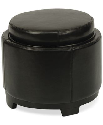 Elba Leather Round Storage Ottoman, Direct Ships for just $9.95 .