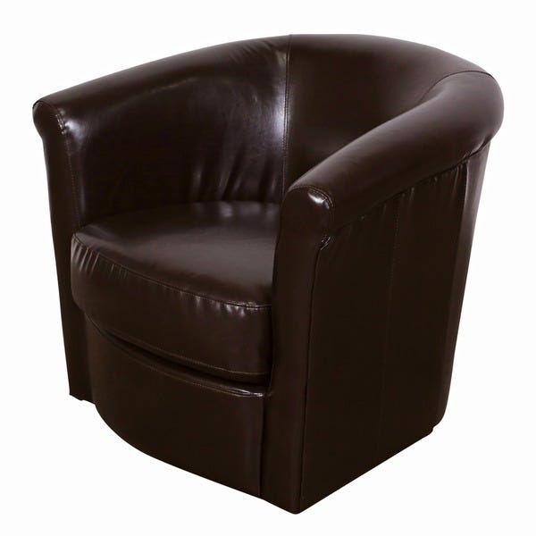 Shop Porter Marvel Espresso Brown Swivel Barrel Accent Chair - 29 .